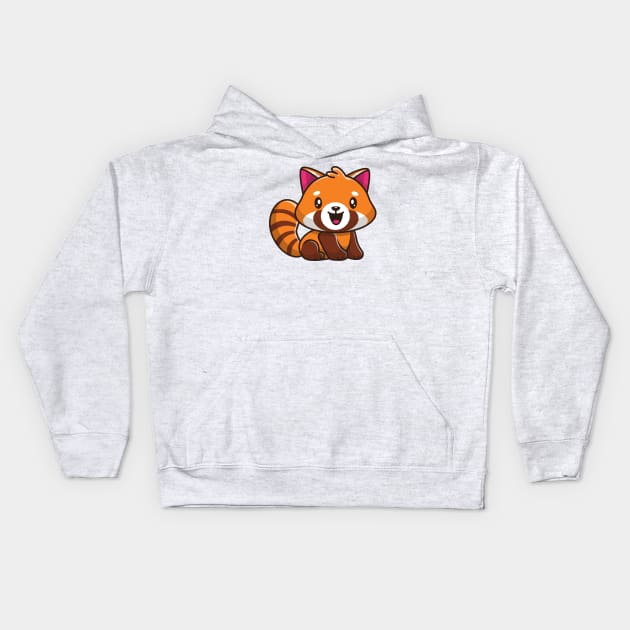 Cute Red Panda Sitting Cartoon Kids Hoodie by Catalyst Labs